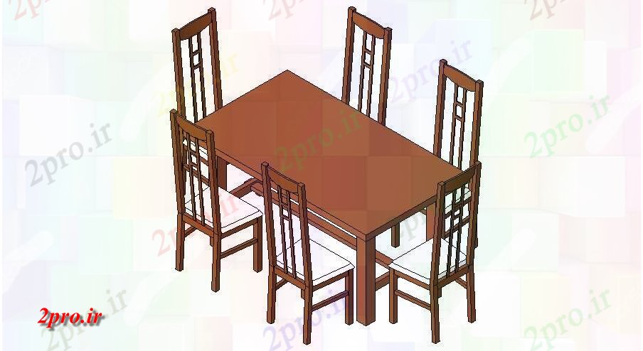 دانلود تری دی  شش میز ناهار خوری چوبی بلوک D جزئیات طراحی    نشسته کد  (کد22874)