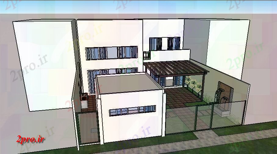 دانلود تری دی  یک خانواده D خانه بیرونی ارتفاع مدل  طراحی جزئیات  کد  (کد22905)