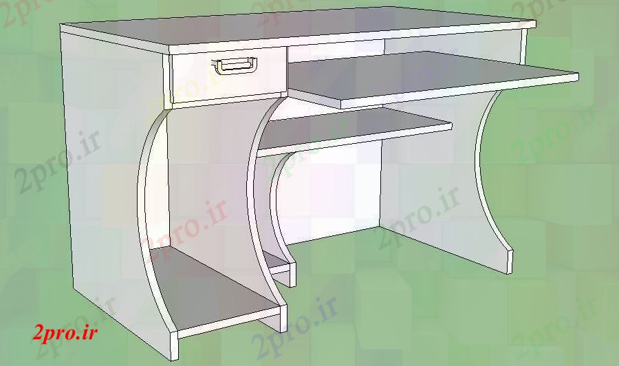 دانلود تری دی  میز کامپیوتر پویا D ارتفاع جزئیات بلوک  SKP فایل کد  (کد22912)