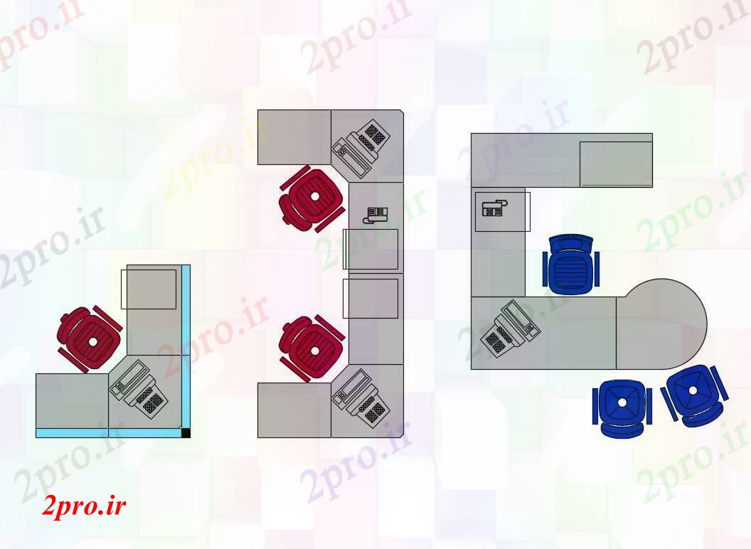 دانلود تری دی  خلاق چند میز دفتر بلوک D  طراحی جزئیات  کد  (کد22951)