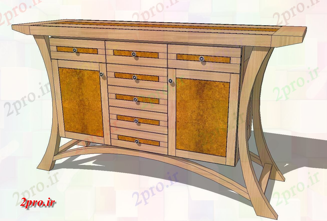 دانلود تری دی  سنگ هنر و صنایع دستی زمینه D چوبی میز  طراحی جزئیات SKP فایل کد  (کد22985)
