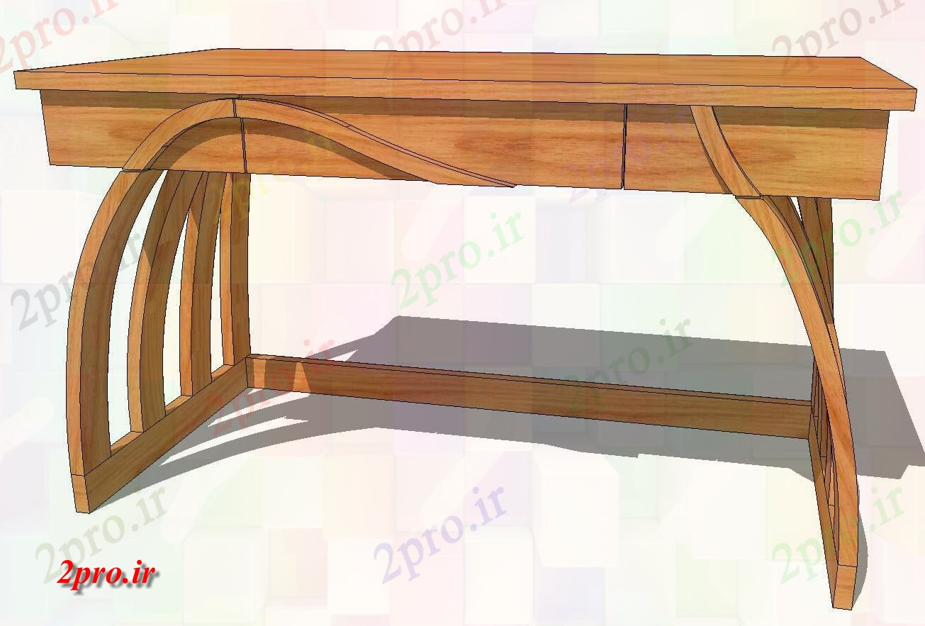 دانلود تری دی  چوبی دارای خم میز بازوی سمت ارتفاع بلوک D فایل SKP کد  (کد23003)