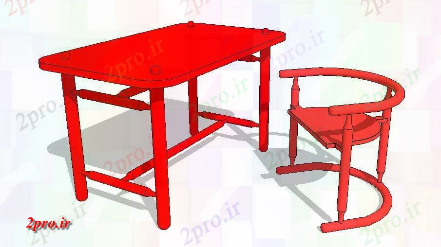 دانلود تری دی  تنها میز و صندلی چوبی جزئیات بلوک D طراحی   کد  (کد23013)