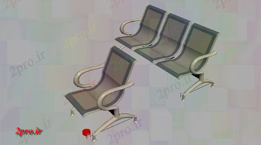 دانلود تری دی  صندلی پذیرش چند بلوک D  طراحی جزئیات  کد  (کد23017)