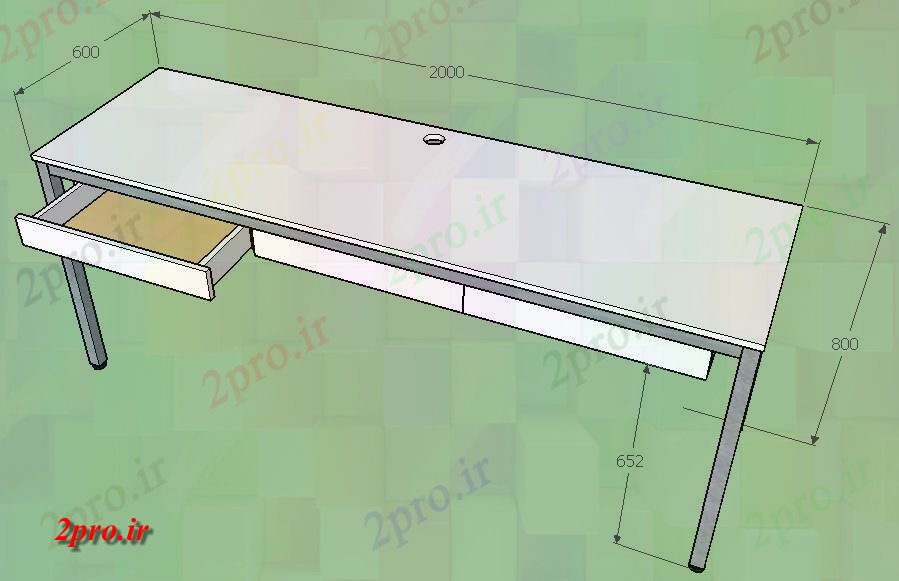 دانلود تری دی  میز دفتر بزرگ  بلوک D طراحی جزئیات  کد  (کد23020)