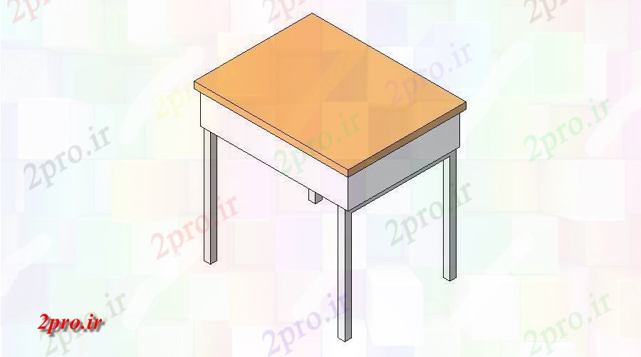 دانلود تری دی  میز چوبی بلوک D جزئیات طراحی    ساده کد  (کد23024)