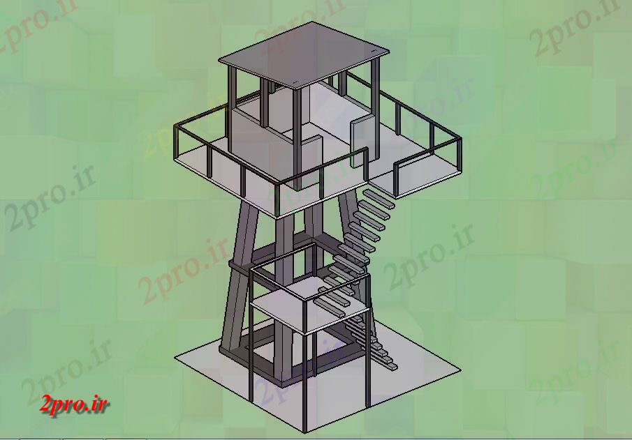 دانلود تری دی  چوبی نگاه کردن برج باغ D ، ارتفاع طراحی جزئیات SKP فایل کد  (کد23058)