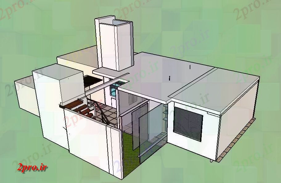 دانلود تری دی  خانه خانواده تنها مدل D جزئیات طراحی   SKP فایل کد  (کد23147)
