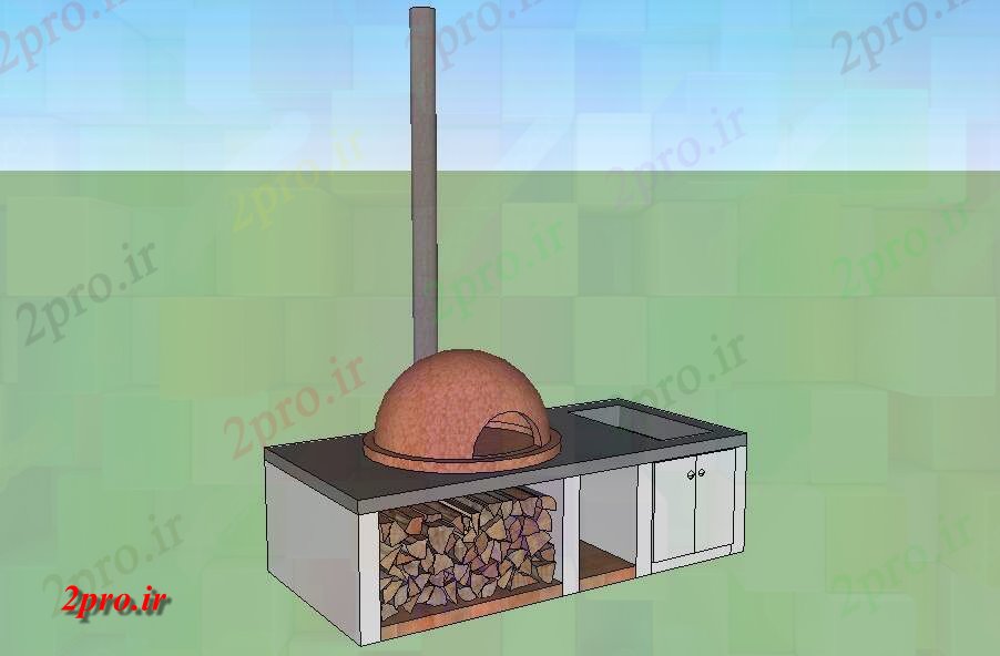 دانلود تری دی  کابینت چوبی برای محل آتش سوزی مدل D  طراحی جزئیات SKP فایل کد  (کد23149)