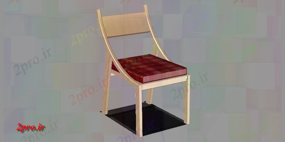 دانلود تری دی  تنها صندلی چوبی  بلوک D طراحی جزئیات  کد  (کد23157)