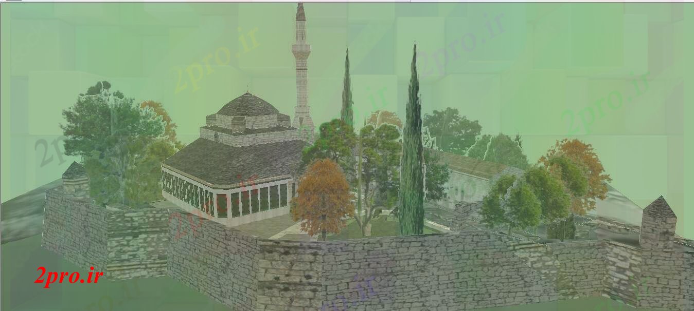 دانلود تری دی  زیبا مسجد پاشا اصلان ساخت D  مدل طراحی جزئیات SKP فایل کد  (کد23161)