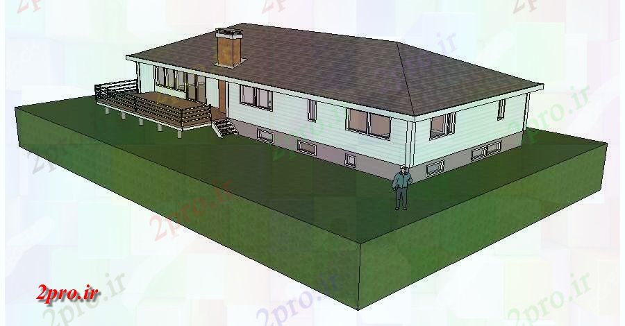 دانلود تری دی  SketchUp را طراحی  از یک خانه مسکونی در D کد  (کد23222)