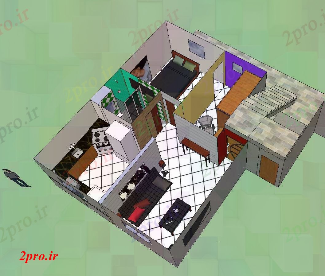 دانلود تری دی  D طراحی یک خانه مسکونی در SketchUp کد  (کد23296)
