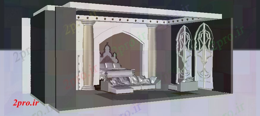دانلود تری دی  D طراحی  مجموعه اتاق خواب در فایل dwg کد  (کد23361)