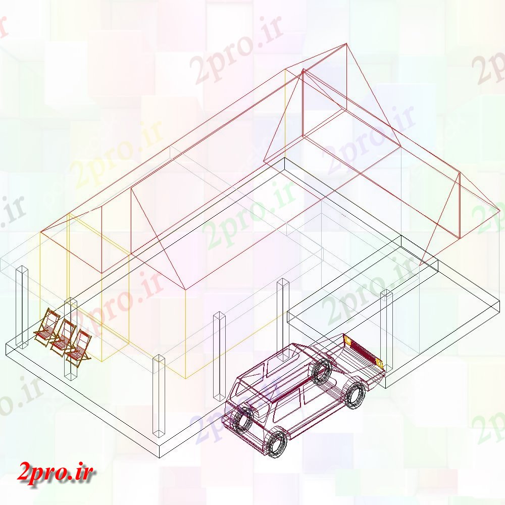 دانلود تری دی 3D نقاشی از خانه طراحی در اتوکد (کد23437)
