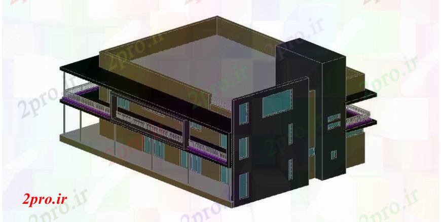 دانلود تری دی  مسکونی دو سطح D  ویلا مدل طراحی جزئیات  کد  (کد23477)