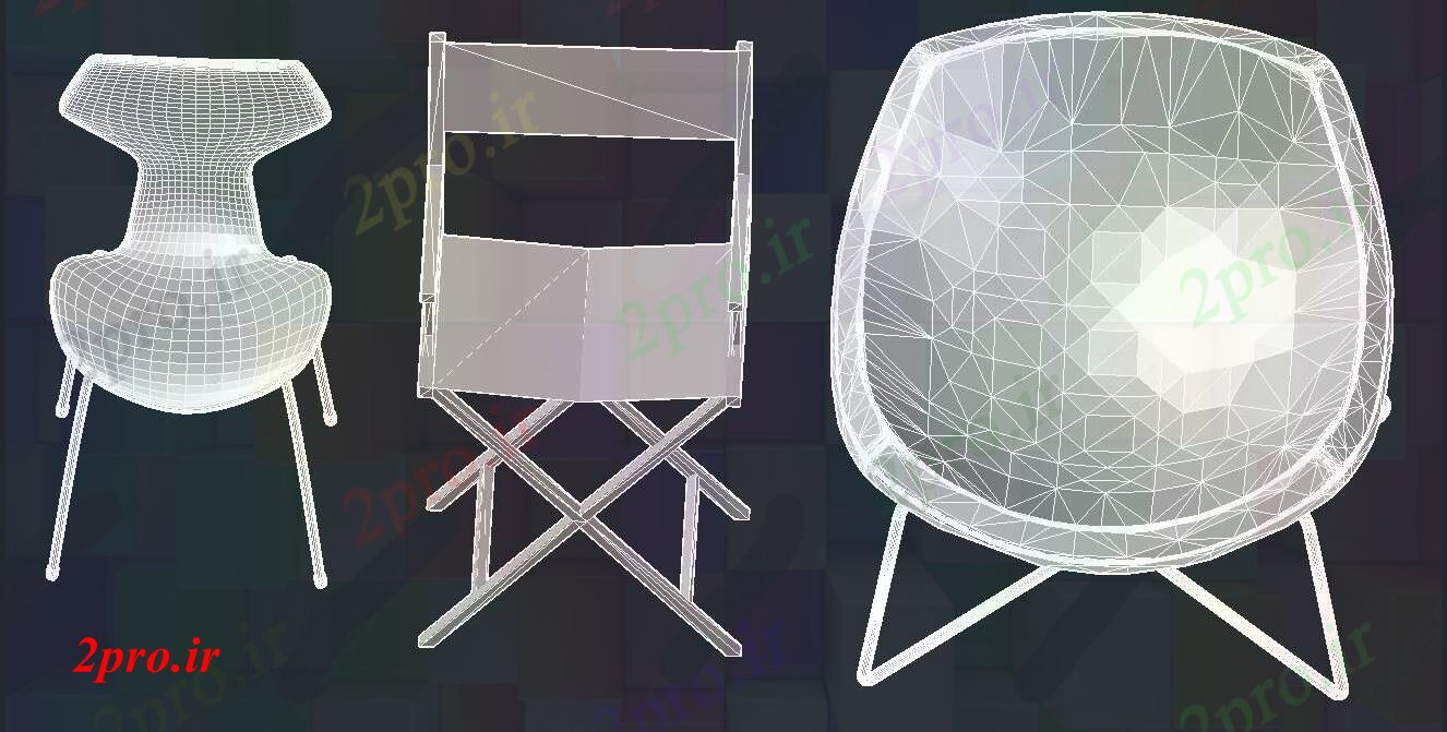 دانلود تری دی  صندلی طراحی طراحی در فایل اتوکد کد  (کد23493)
