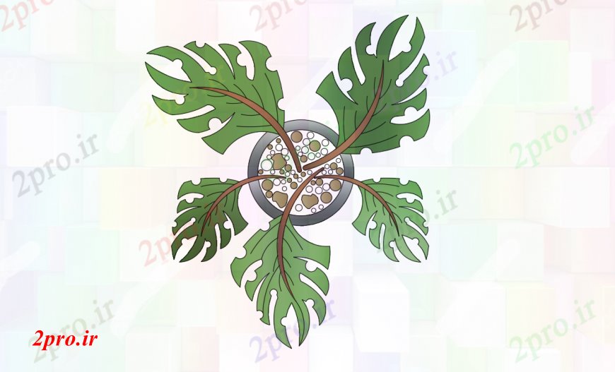 دانلود تری دی  جزئیات گلدانی گیاه درخت مدل D  طراحی فایل dwg کد  (کد23560)
