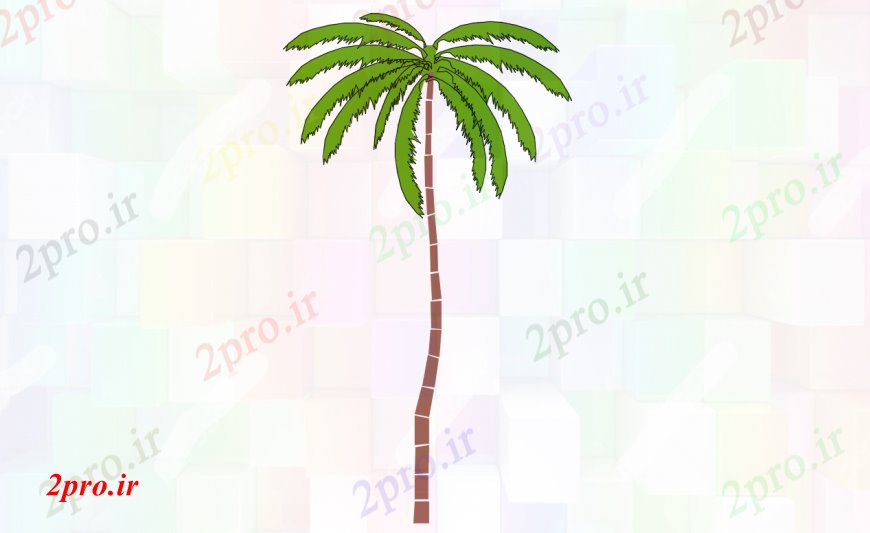 دانلود تری دی  درخت نارگیل ارتفاع رنگ جزئیات طراحی  بلوک  D کد  (کد23565)