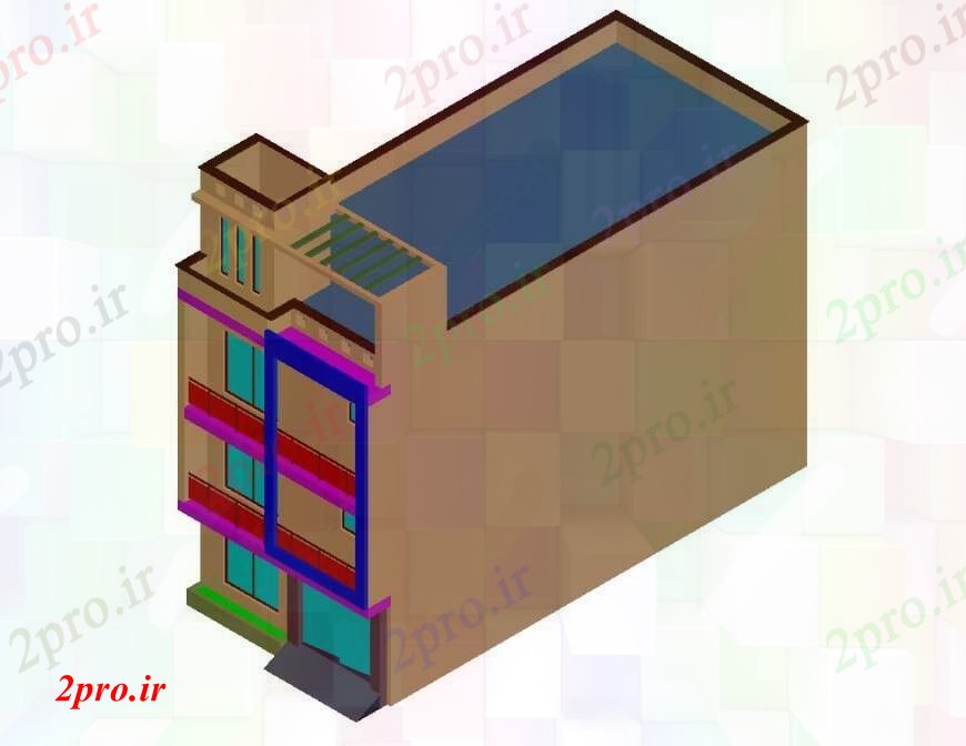 دانلود تری دی  مسکونی خانواده ارتفاع خانه مدل D جزئیات  کد  (کد23574)