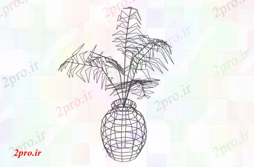 دانلود تری دی  گلدان گل بلوک ارتفاع جزئیات طراحی   زیبا D کد  (کد23596)
