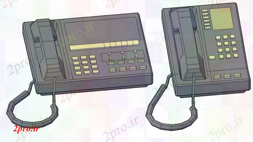 دانلود تری دی  تلفن و دستگاه فکس بلوک D طراحی جزئیات  کد  (کد23603)
