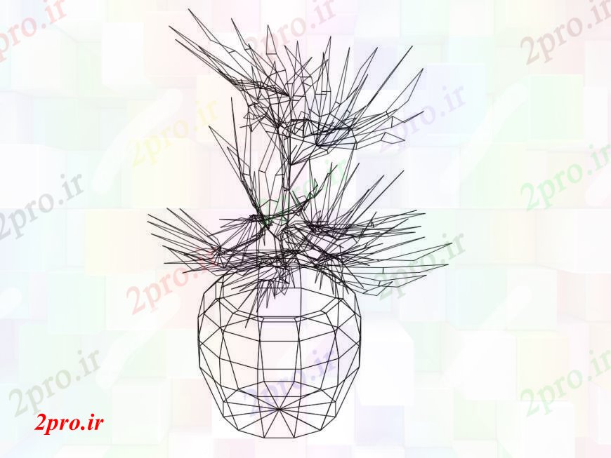 دانلود تری دی  زیبا از گیاهان و نباتات درخت D با  گلدان طراحی جزئیات  کد  (کد23616)