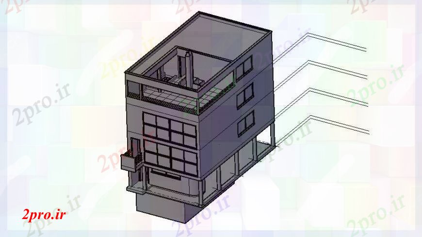 دانلود تری دی  یک خانواده سه طبقه خانه مدل D  طراحی جزئیات  کد  (کد23650)