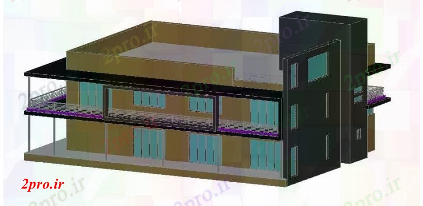 دانلود تری دی  جزئیات سطح دو یکی مسکونی خانه خانواده مدل D  طراحی فایل dwg کد  (کد23667)