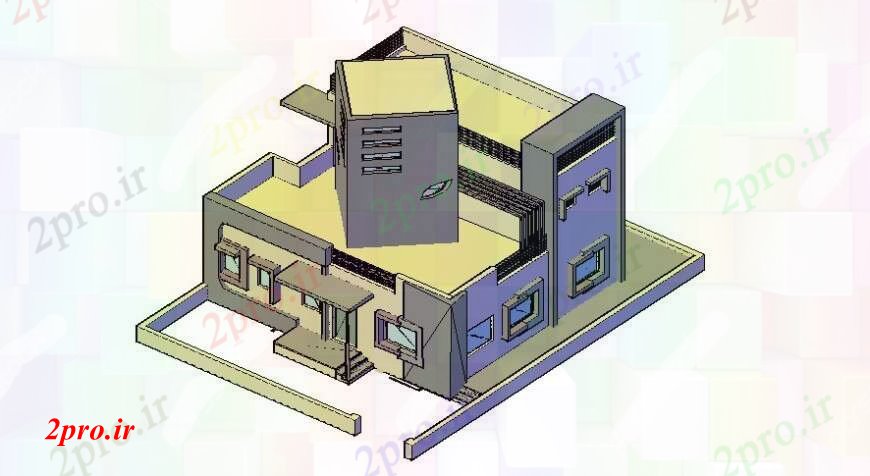 دانلود تری دی  نمایش D از ویلا در نرم افزار اتوکد کد  (کد23748)