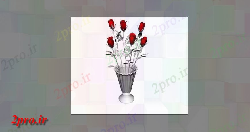 دانلود تری دی  گلدان گل با گل رز D طراحی مدل  جزئیات حداکثر فایل کد  (کد23787)
