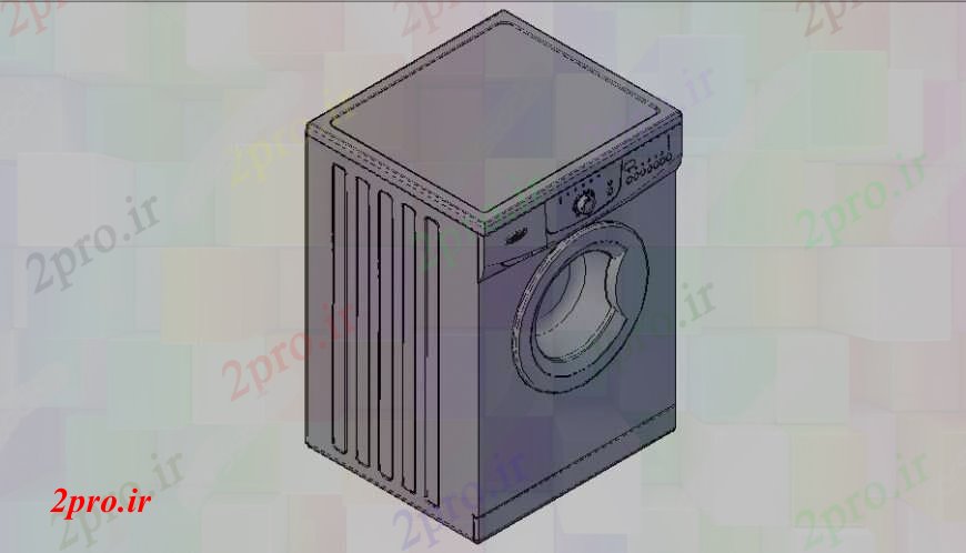 دانلود تری دی  گرداب ماشین لباسشویی بلوک ارتفاع D جزئیات طراحی    کد  (کد23811)