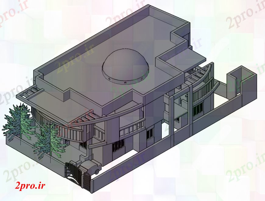 دانلود تری دی  یک خانواده ویلا مسکونی مدل D  طراحی جزئیات  کد  (کد23886)