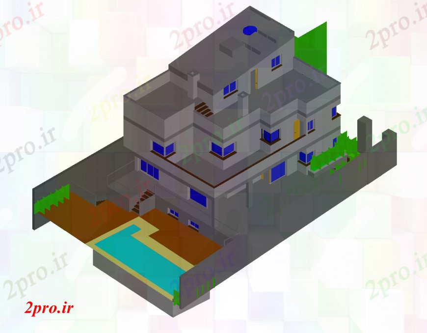 دانلود تری دی  سه سطح خانه مسکونی مدل D جزئیات طراحی    کد  (کد23902)