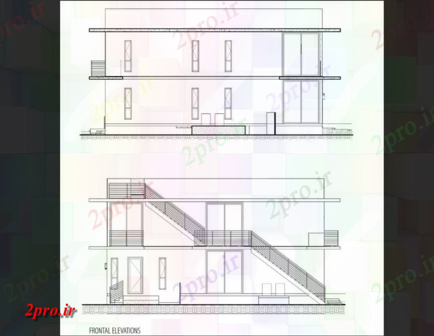 دانلود تری دی  نما و جزئیات ارتفاع پشت چهار خوابه D خانه فایل JPG کد  (کد23993)