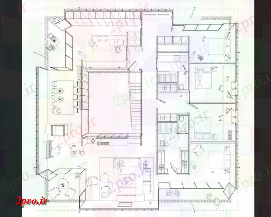 دانلود تری دی  چهار خانه اتاق خواب بالای صفحه نمایش طرح طرح مدل d فایل JPG کد  (کد23994)