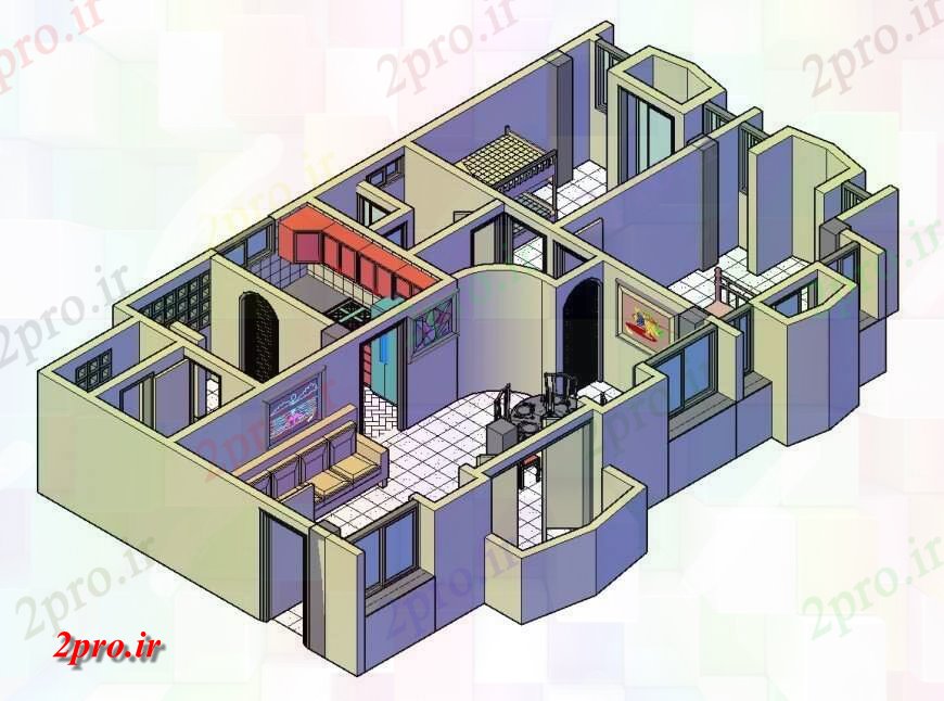 دانلود تری دی  معماری آپارتمان مسکونی طرح طرح D جزئیات طراحی    کد  (کد24007)