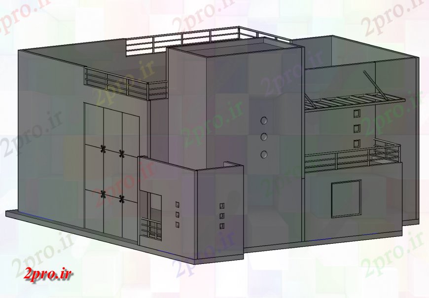 دانلود تری دی  مینیمالیستی خانه مسکونی  مدل d طراحی جزئیات فایل dwg کد  (کد24044)