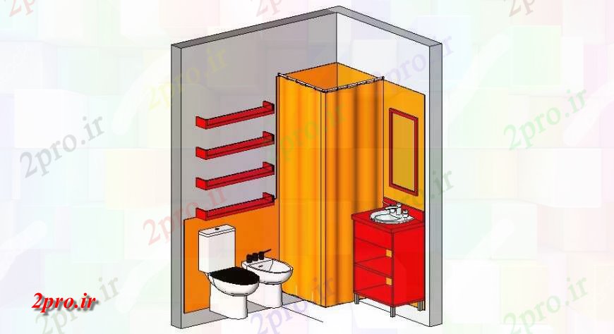 دانلود تری دی  پویا خانه توالت مدل D جزئیات طراحی   SKP فایل کد  (کد24074)