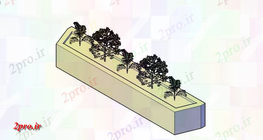 دانلود تری دی  D محوطه سازی بلوک های درختان و گیاهان اتوکد کد  (کد24105)