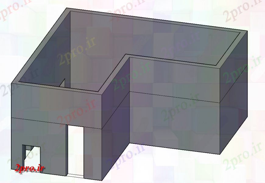 دانلود تری دی  ساده خانه D طرح بلوک در فایل اتوکد کد  (کد24112)