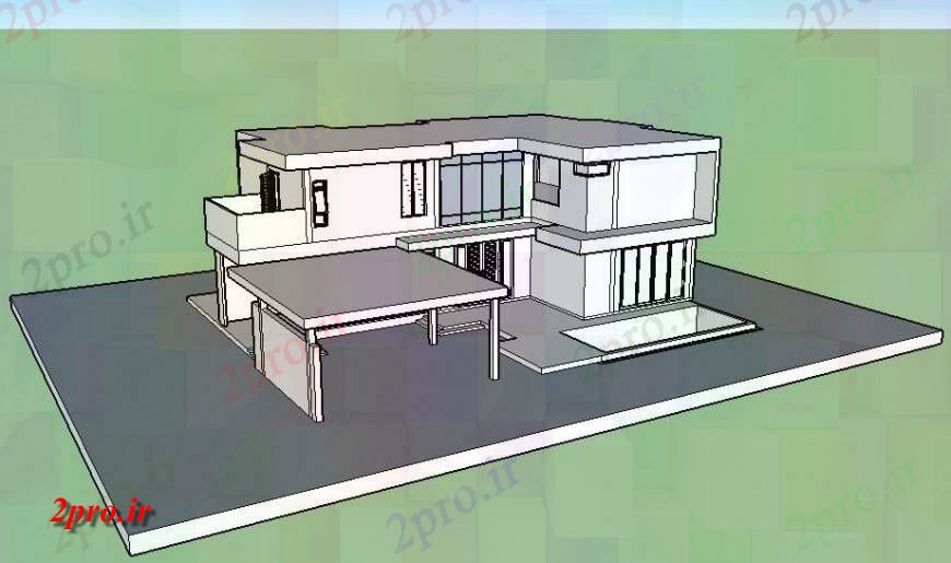 دانلود تری دی  پویا یک خانواده خانههای ییلاقی مدل D  طراحی جزئیات SKP فایل کد  (کد24157)