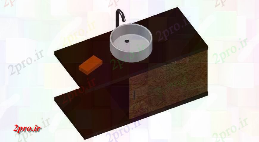 دانلود تری دی  D مدل از واحد سینک ظرفشویی جزئیات طراحی  از بلوک بهداشتی در فرمت اتوکد کد  (کد24185)