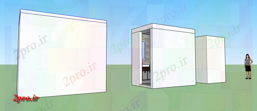 دانلود تری دی  حمام در فضای باز مدل D جزئیات طراحی   SKP فایل کد  (کد24213)