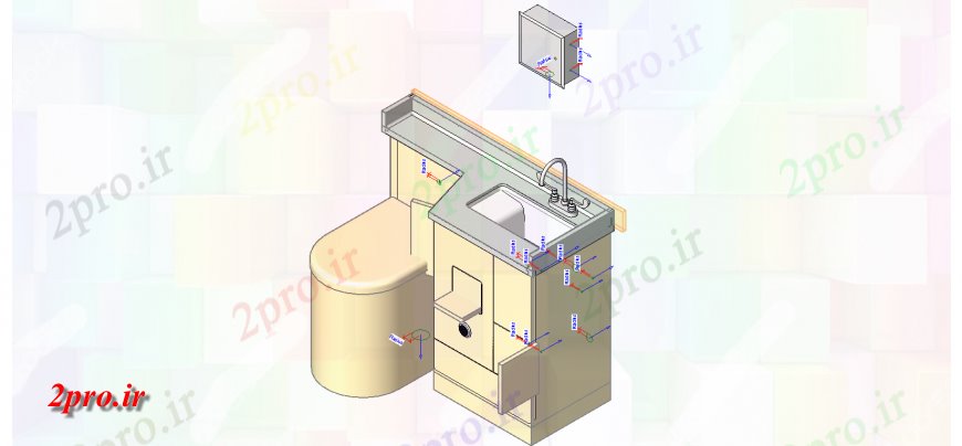 دانلود تری دی  ورق توالت با سینک ها D طراحی جزئیات SKP فایل کد  (کد24216)