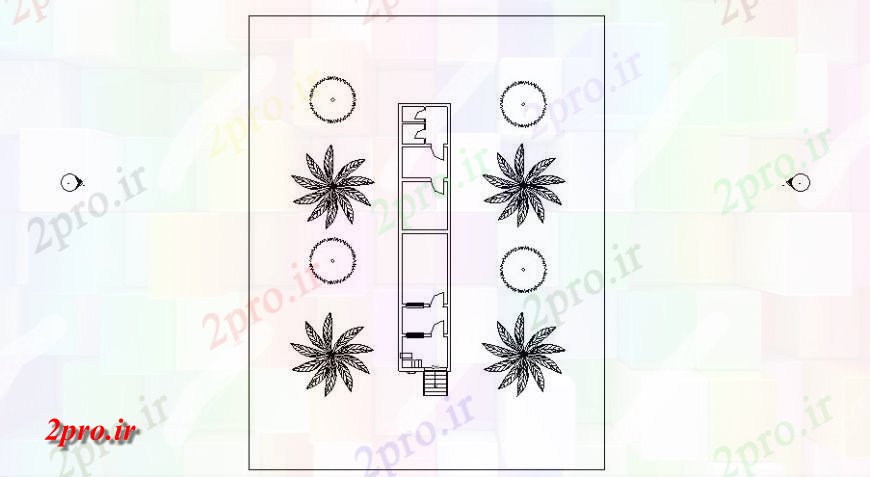 دانلود تری دی  خانه مسکونی طرح فریم D با درخت و گیاهان بلوک SKP فایل کد  (کد24237)