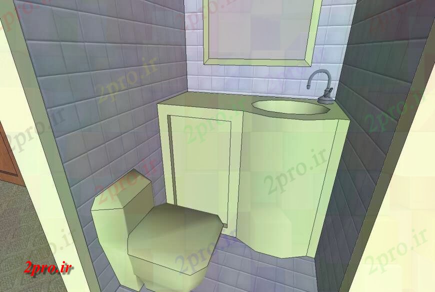 دانلود تری دی  D مدل داخلی بلوک توالت بهداشتی فایل پی دی اف کد  (کد24326)
