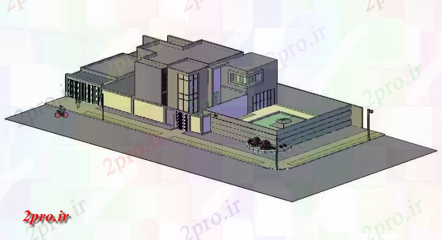 دانلود تری دی  مدرن مدل d خانه بتن در فایل اتوکد. کد  (کد24331)