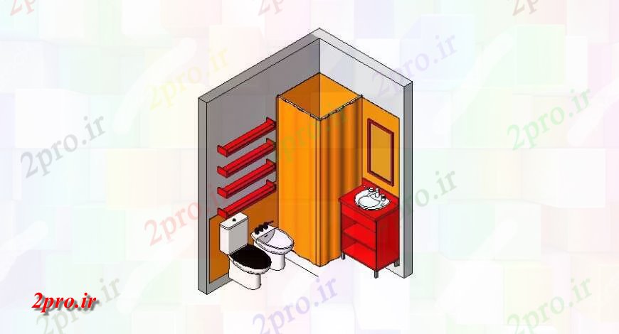 دانلود تری دی  توالت مدل d باز در فایل Revit و. کد  (کد24378)
