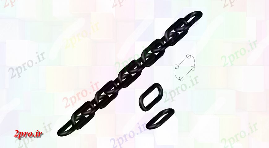 دانلود تری دی  زنجیره ای فلزی مدل d در  اتوکد. کد  (کد24454)